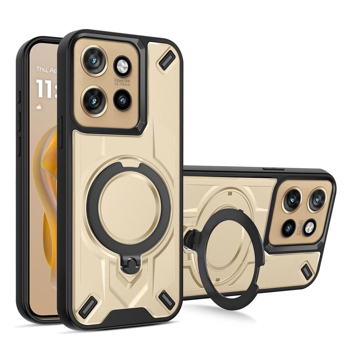 For Motorola Edge 50 Neo Dijia Rotating Bracket Magnetic Phone Case - Gold - EDA009613702D