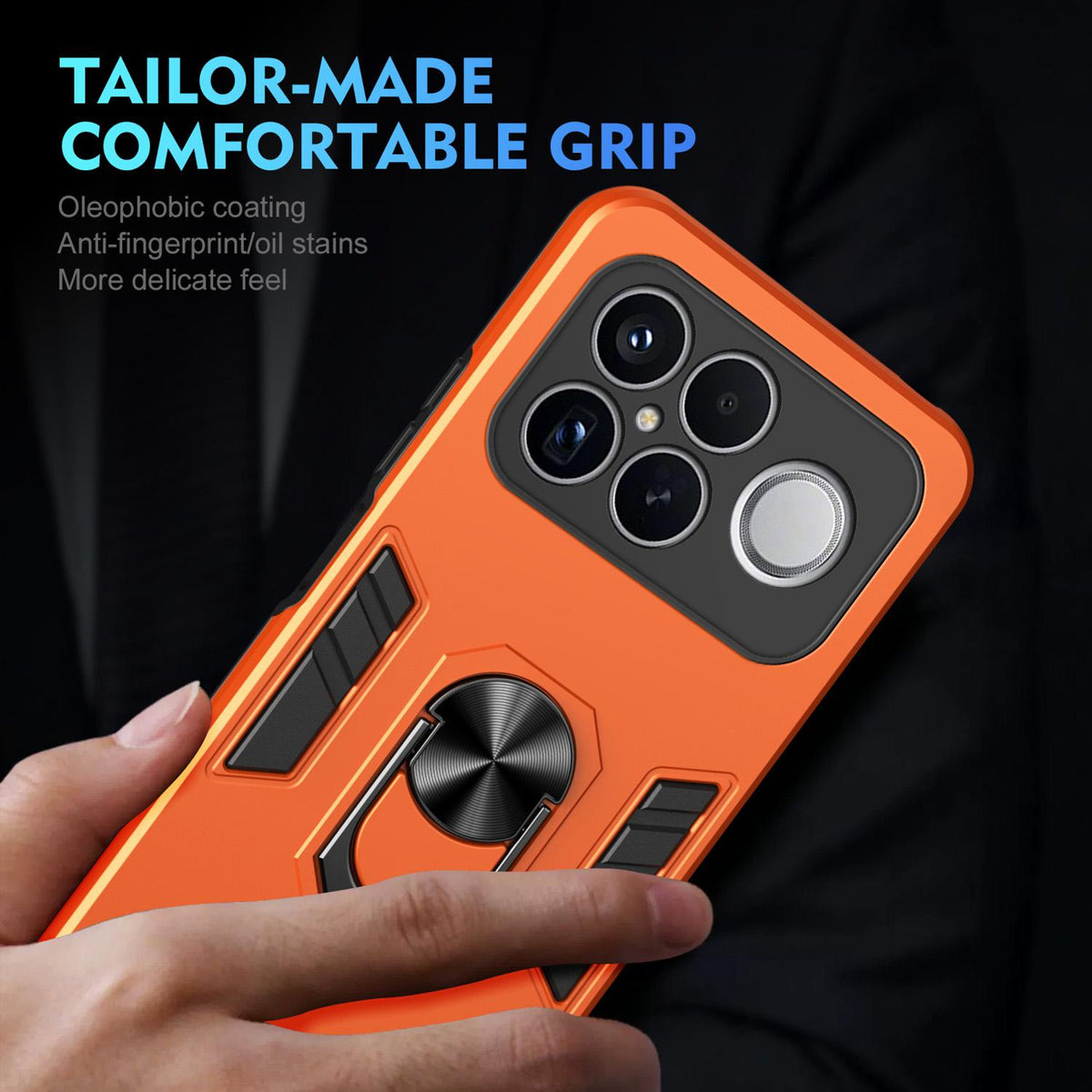 For Redmi K90 Pro Max / Poco F8 Ultra WANLONFENG Armor Kickstand Shockproof Phone Case with 2pcs Screen Films(Orange)