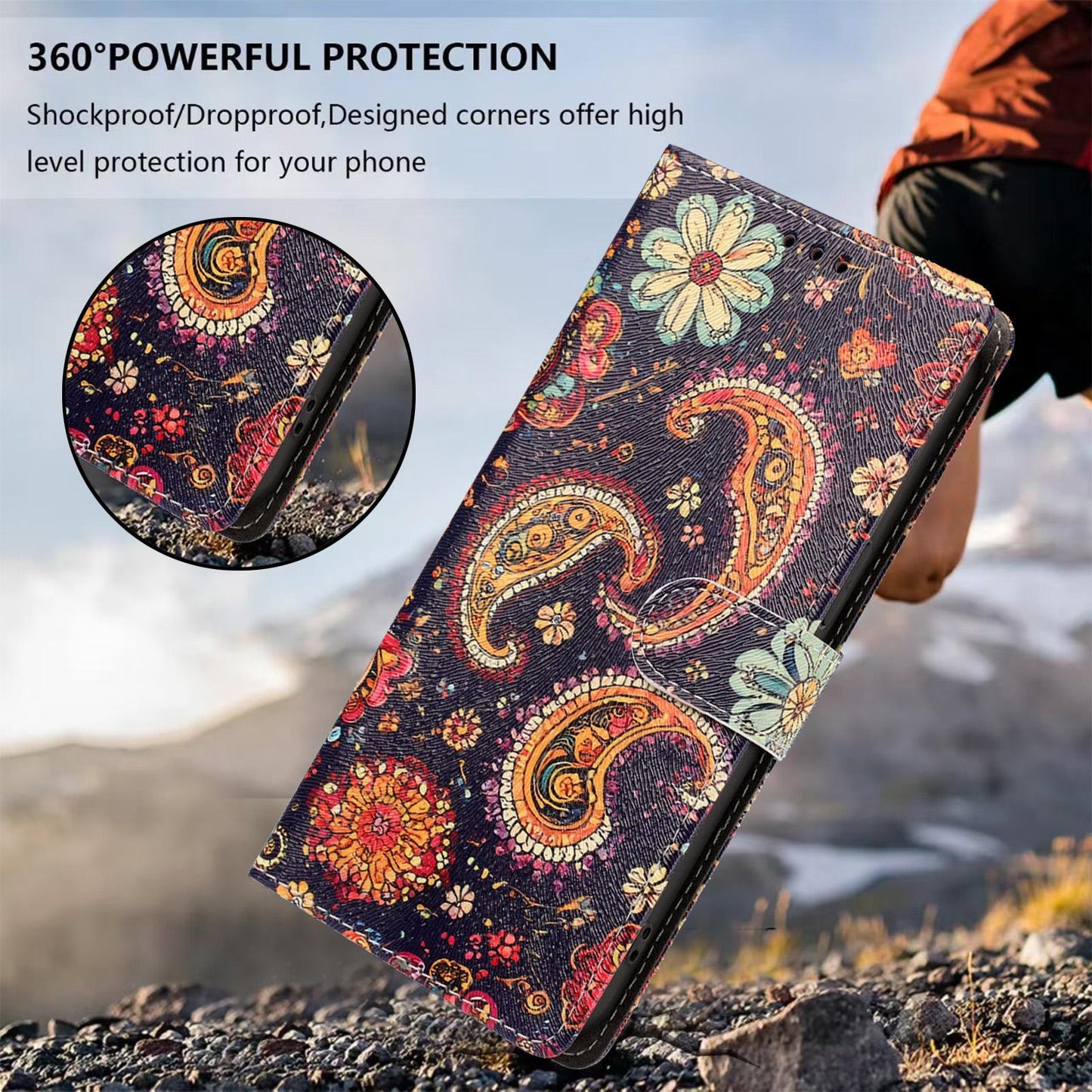 For Redmi K90 Pro Max / Poco F8 Ultra 5G CH002 Colored Drawing Buckle Clasp Vegan Leather Phone Case(Paisley Pattern)