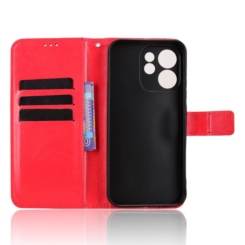 For OPPO Reno15 A / Reno15 F 5G Retro Crazy Horse Texture Vegan Leather Phone Case - Red - EDA009637104B