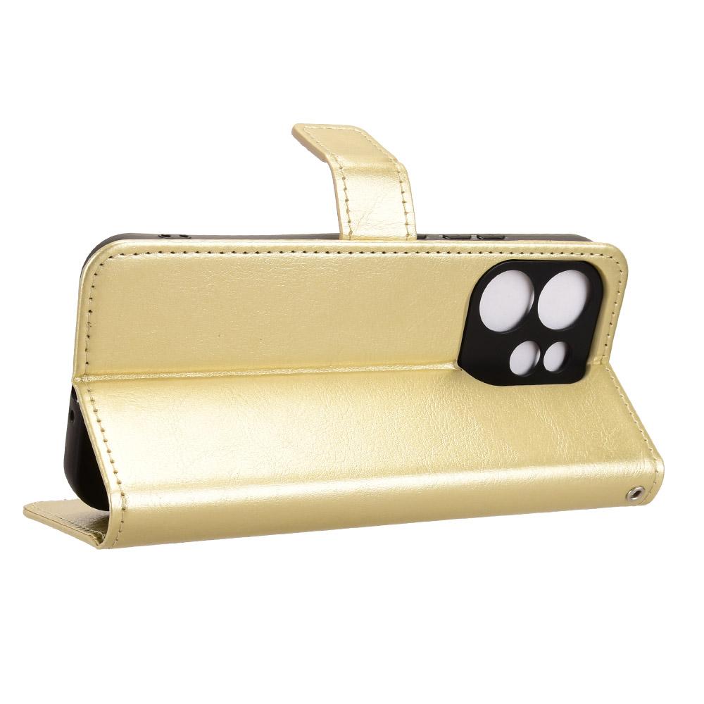 For OPPO Reno15 A / Reno15 F 5G Retro Crazy Horse Texture Vegan Leather Phone Case - Gold - EDA009637104C