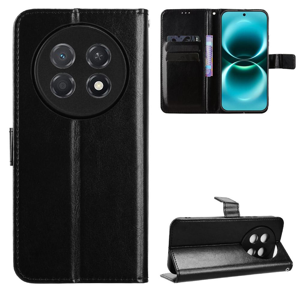 For Huawei Enjoy 90 Pro Max 5G / nova 15 Max Retro Crazy Horse Texture Vegan Leather Phone Case - Black - EDA009637505A