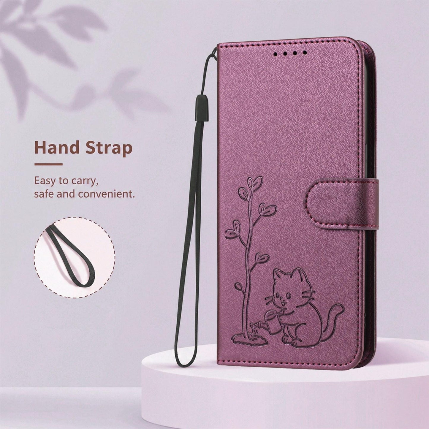 For Xiaomi Poco F8 Ultra 5G / Redmi K90 Pro Max YX0014 Cat Watering Tree Buckle Vegan Leather Phone Case with Lanyard(Purple)