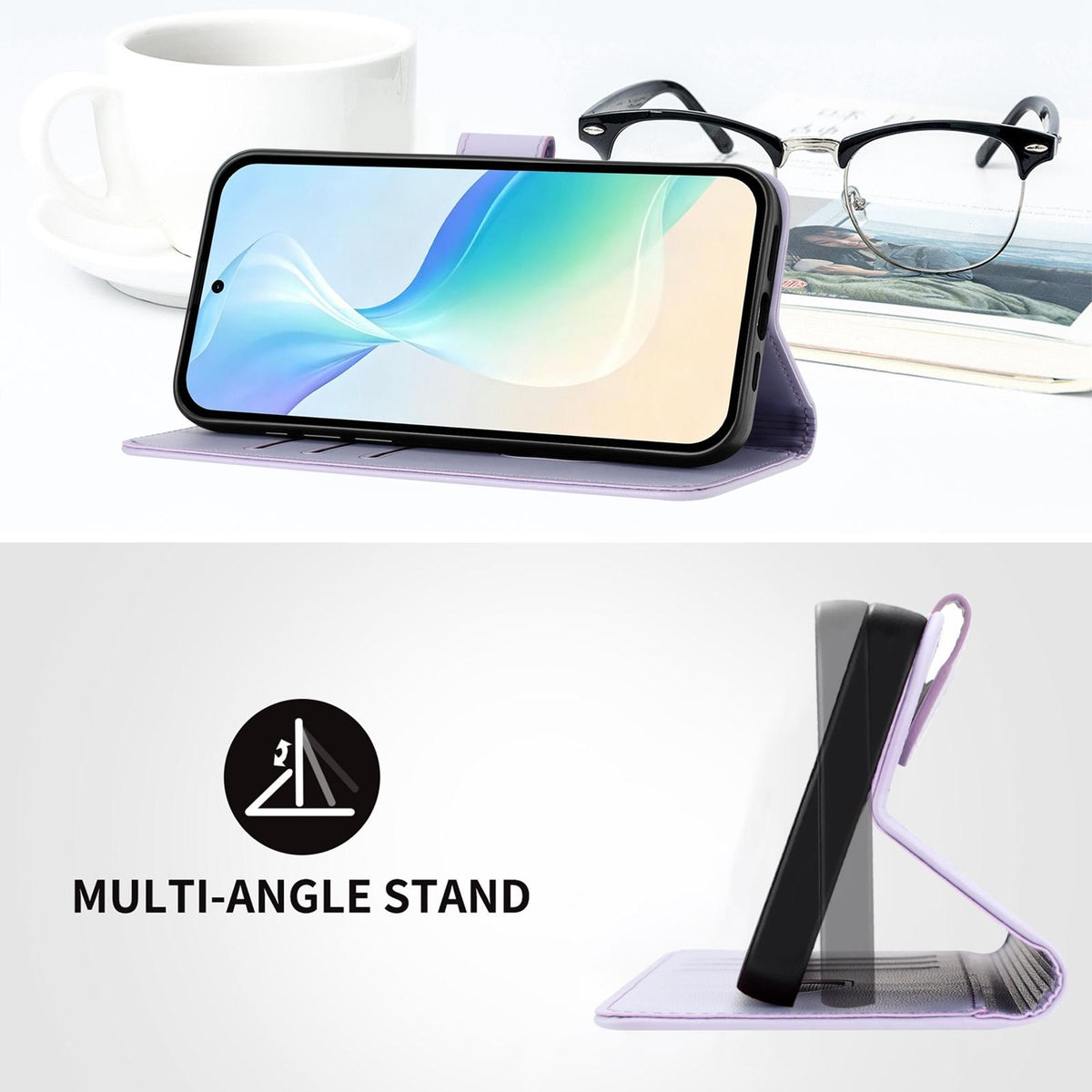 For Xiaomi Poco F8 Ultra 5G / Redmi K90 Pro Max YX0014 Cat Watering Tree Buckle Vegan Leather Phone Case with Lanyard(Light Purple)
