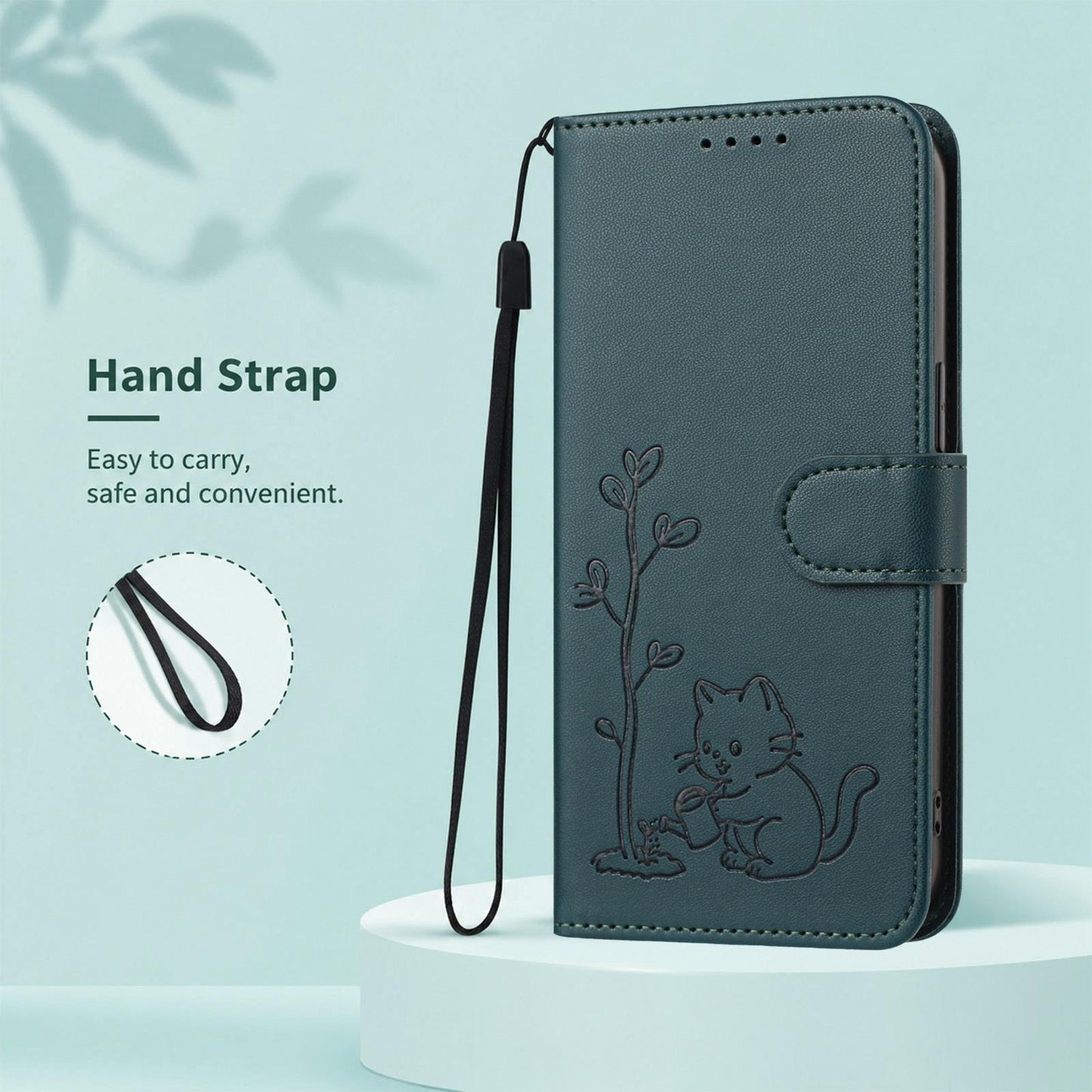 For Xiaomi Poco F8 Ultra 5G / Redmi K90 Pro Max YX0014 Cat Watering Tree Buckle Vegan Leather Phone Case with Lanyard(Dark Green)
