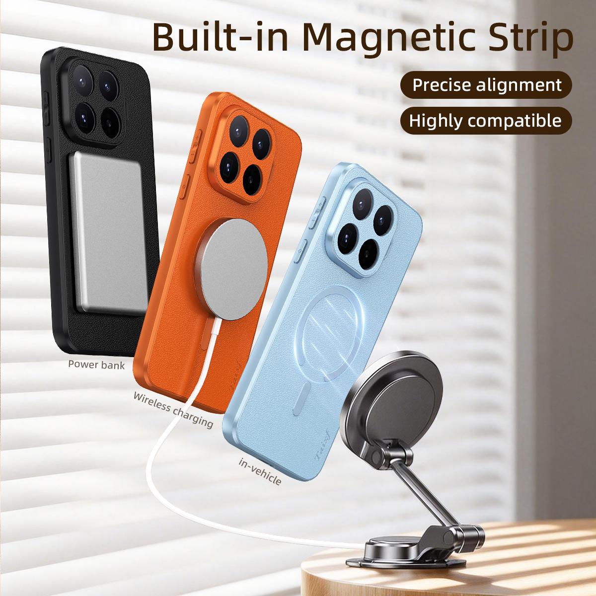 For Xiaomi 17T Pro 5G Sheepskin Vegan Leather Magnetic Phone Case - Orange - EDA009667103C