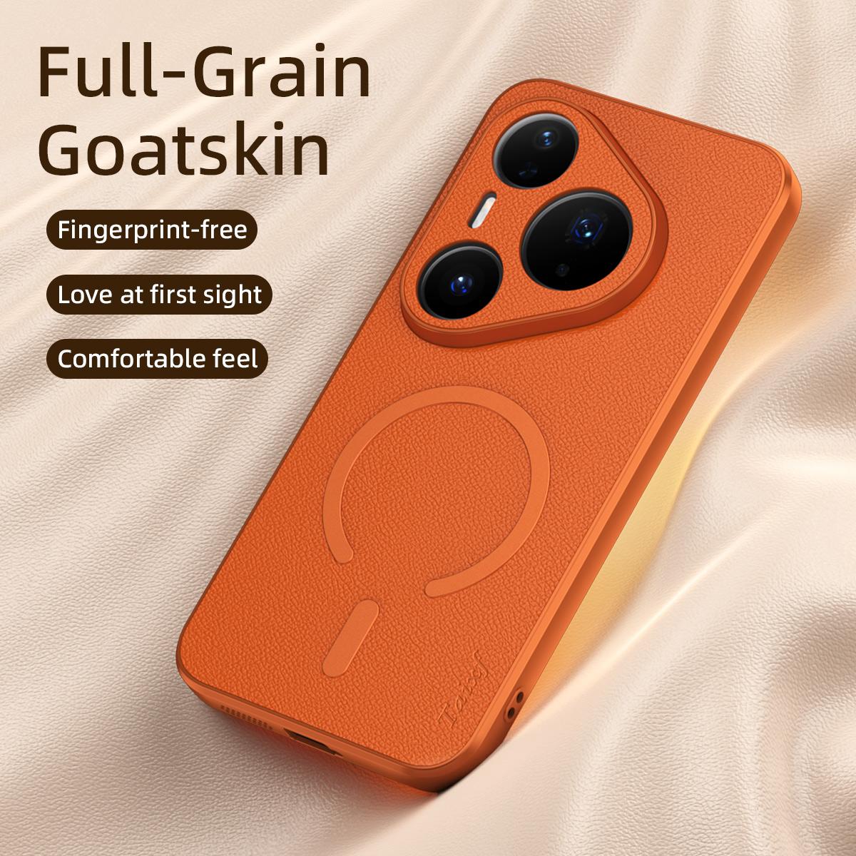 For Huawei Pura 80 Pro 5G Goatskin Vegan Leather Magnetic Phone Case - Blue - EDA009667904A