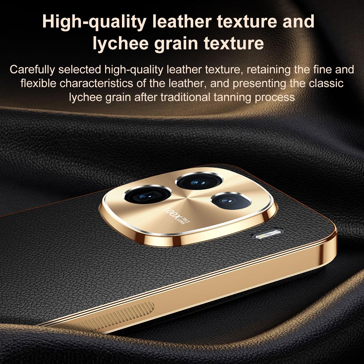 For vivo iQOO 12 Electroplated Frame Litchi Texture PC + TPU Vegan Leather Phone Case - Blue - EDA009677401C