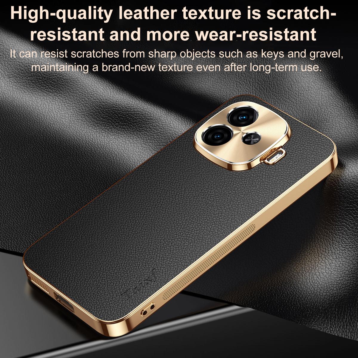 For vivo iQOO Z9 Turbo Electroplated Frame Litchi Texture PC + TPU Vegan Leather Phone Case - Red - EDA009677406D