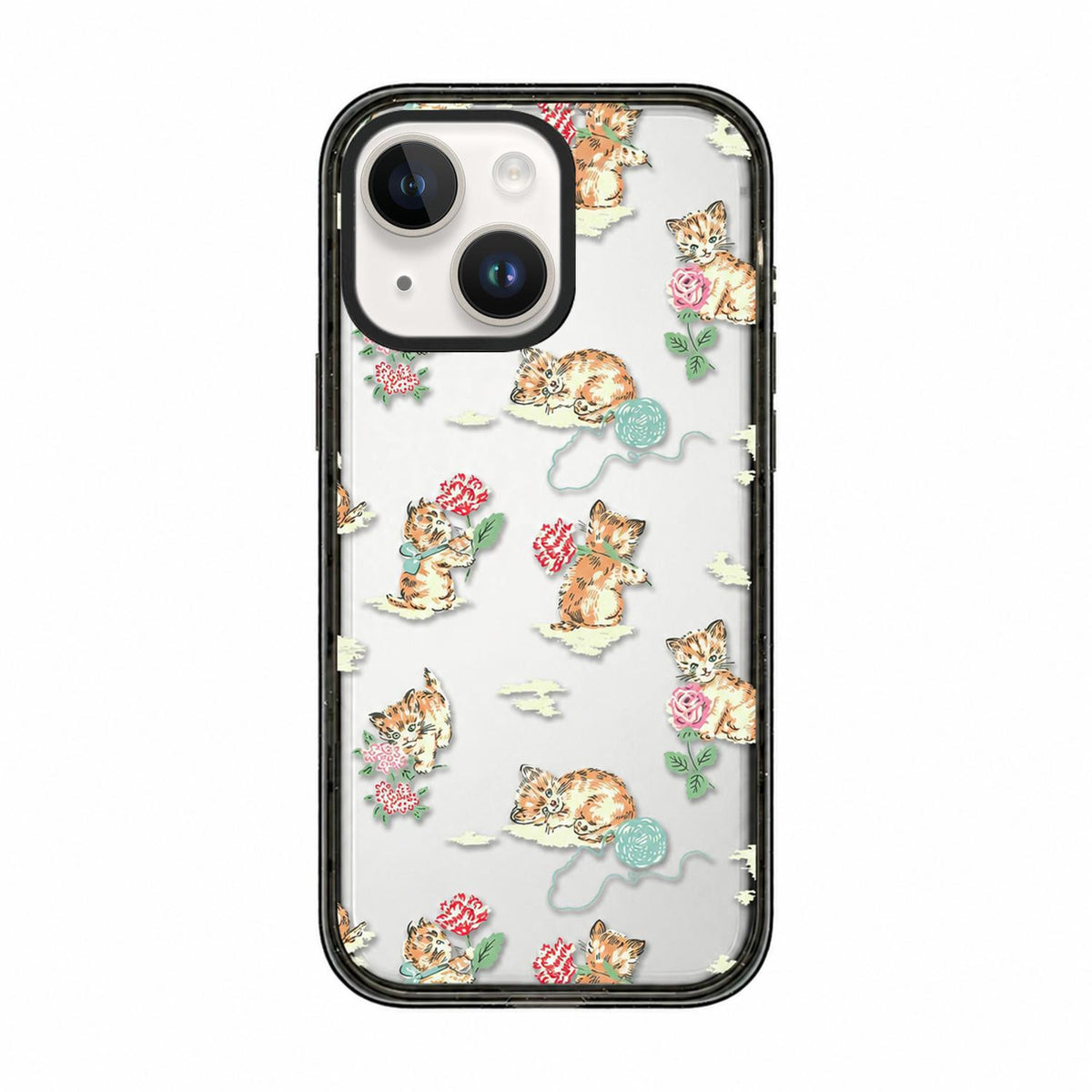 For iPhone 14 Plus Country Cats Dogs Transparent Acrylic TPU Phone Case - Cat Flower - EDA009678613A