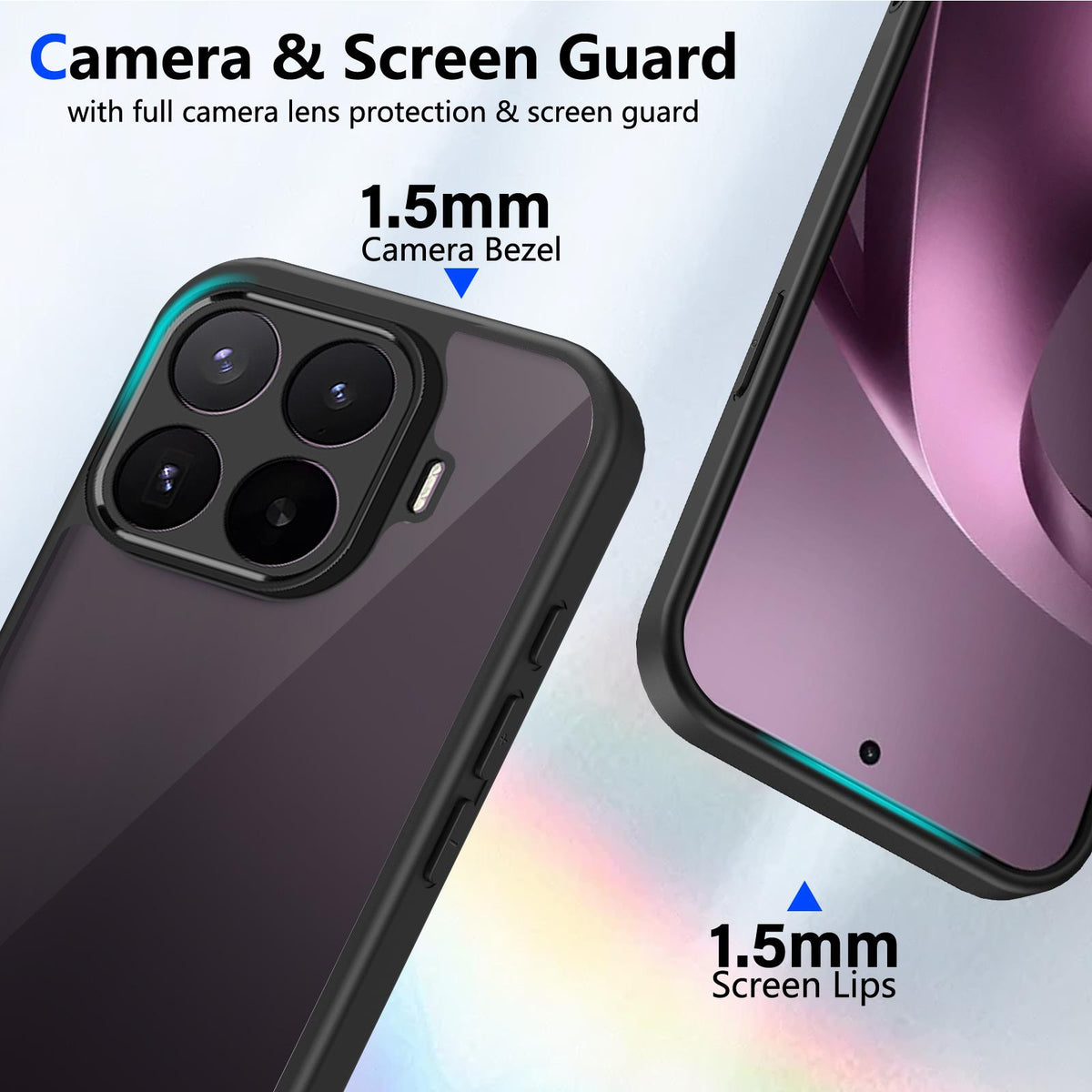 For Xioami 17T Pro 5G Skin Feel Frosted PC+TPU Shockproof Phone Case - Transparent Black - EDA009683202A