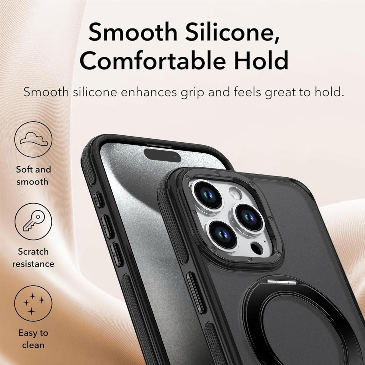 For iPhone 13 Pro Max Dual Color Skin Feel 360 Degree Rotation Holder Magnetic Phone Case - Black - EDA009691516B
