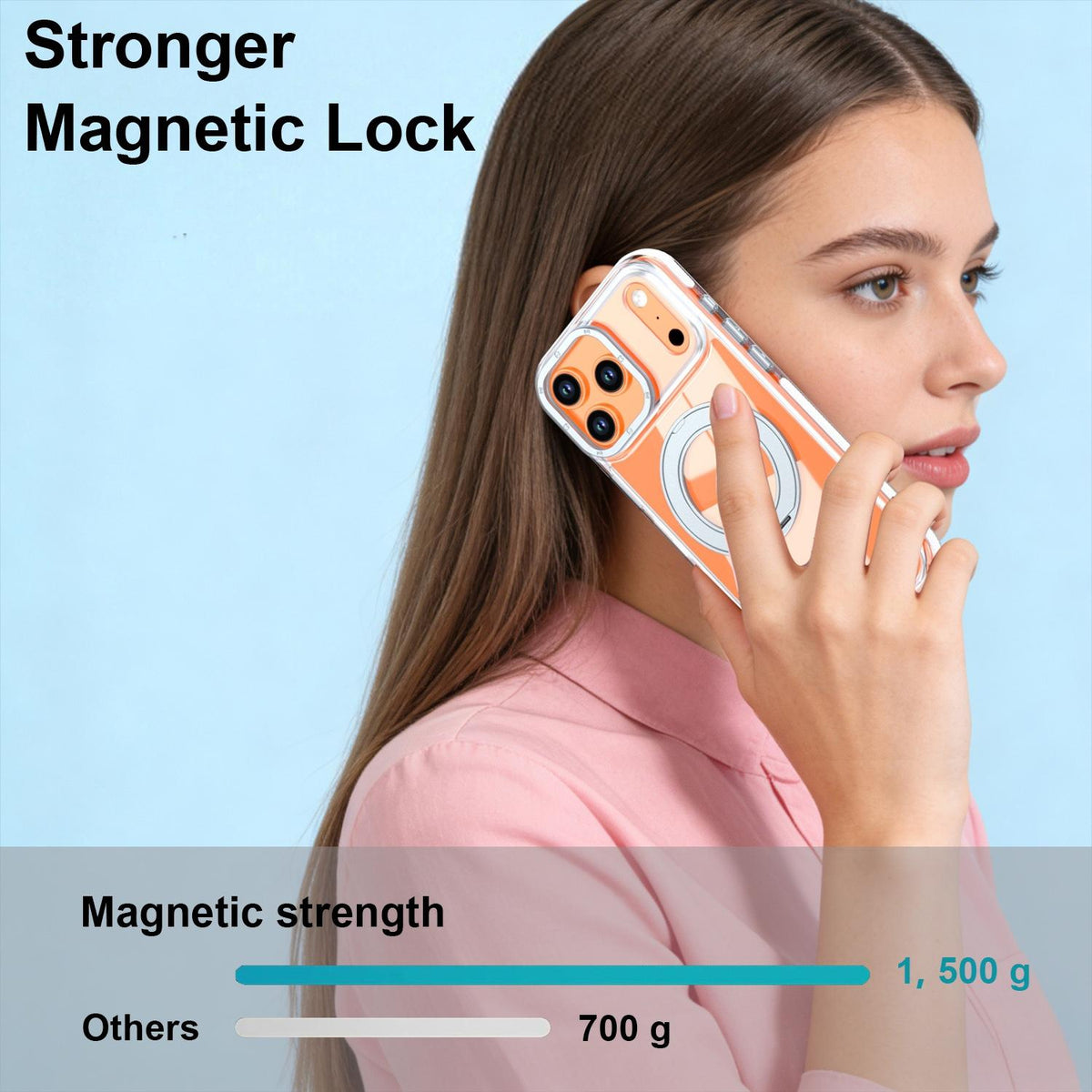 For iPhone 17 Pro Max Dual Color Clear 360 Degree Rotation Holder Magnetic Phone Case - White - EDA009691602A