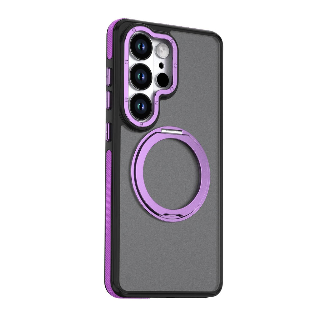 For Galaxy S26 Ultra 5G Dual Color Skin Feel 360 Degree Rotation Holder Magnetic Phone Case - Purple - EDA009691701D