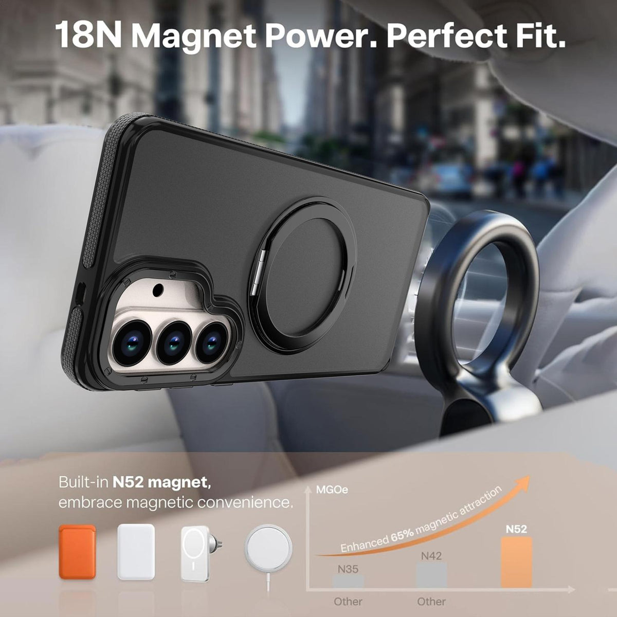 For Galaxy S26+ 5G Dual Color Skin Feel 360 Degree Rotation Holder Magnetic Phone Case - Black - EDA009691702B