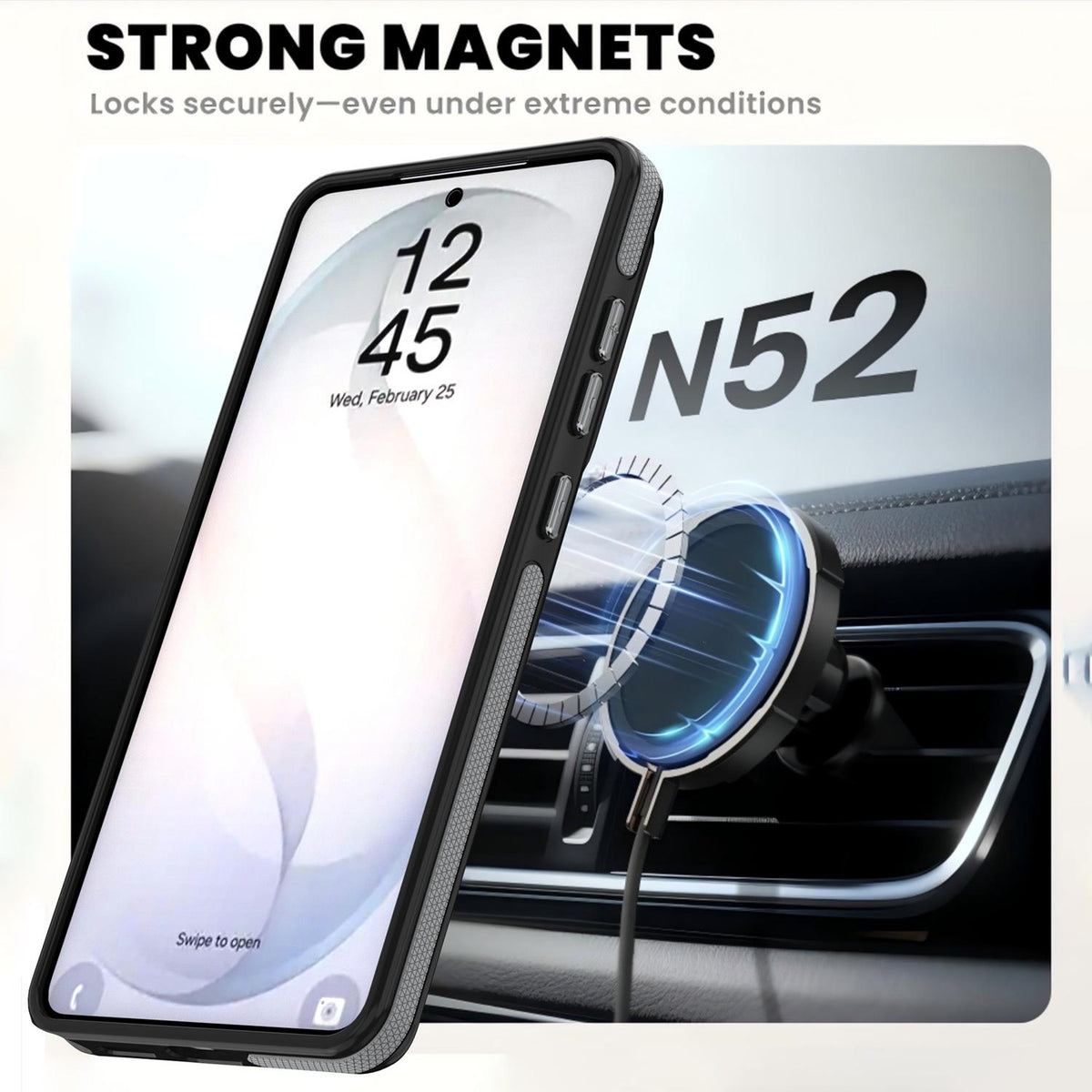 For Galaxy S24 Ultra 5G Dual Color Skin Feel 360 Degree Rotation Holder Magnetic Phone Case - Grey - EDA009691707C
