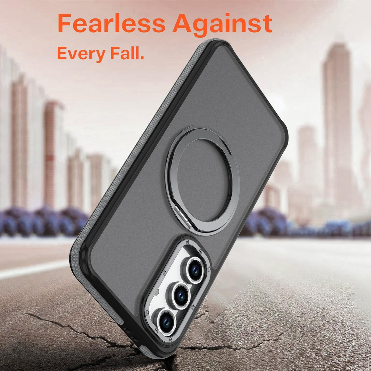 For Galaxy S23 FE 5G Dual Color Skin Feel 360 Degree Rotation Holder Magnetic Phone Case - Grey - EDA009691712C
