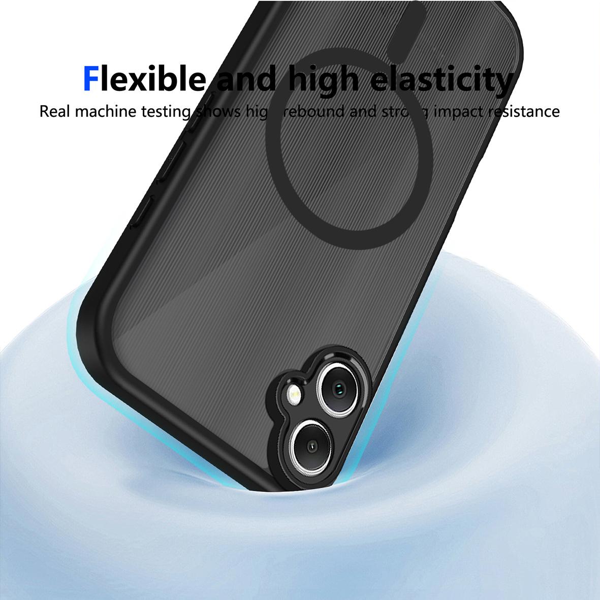 For Galaxy A05 / M05 / F05 4G Skin Feel Frosted PC+TPU Magnetic Phone Case - Transparent Black - EDA009695001A