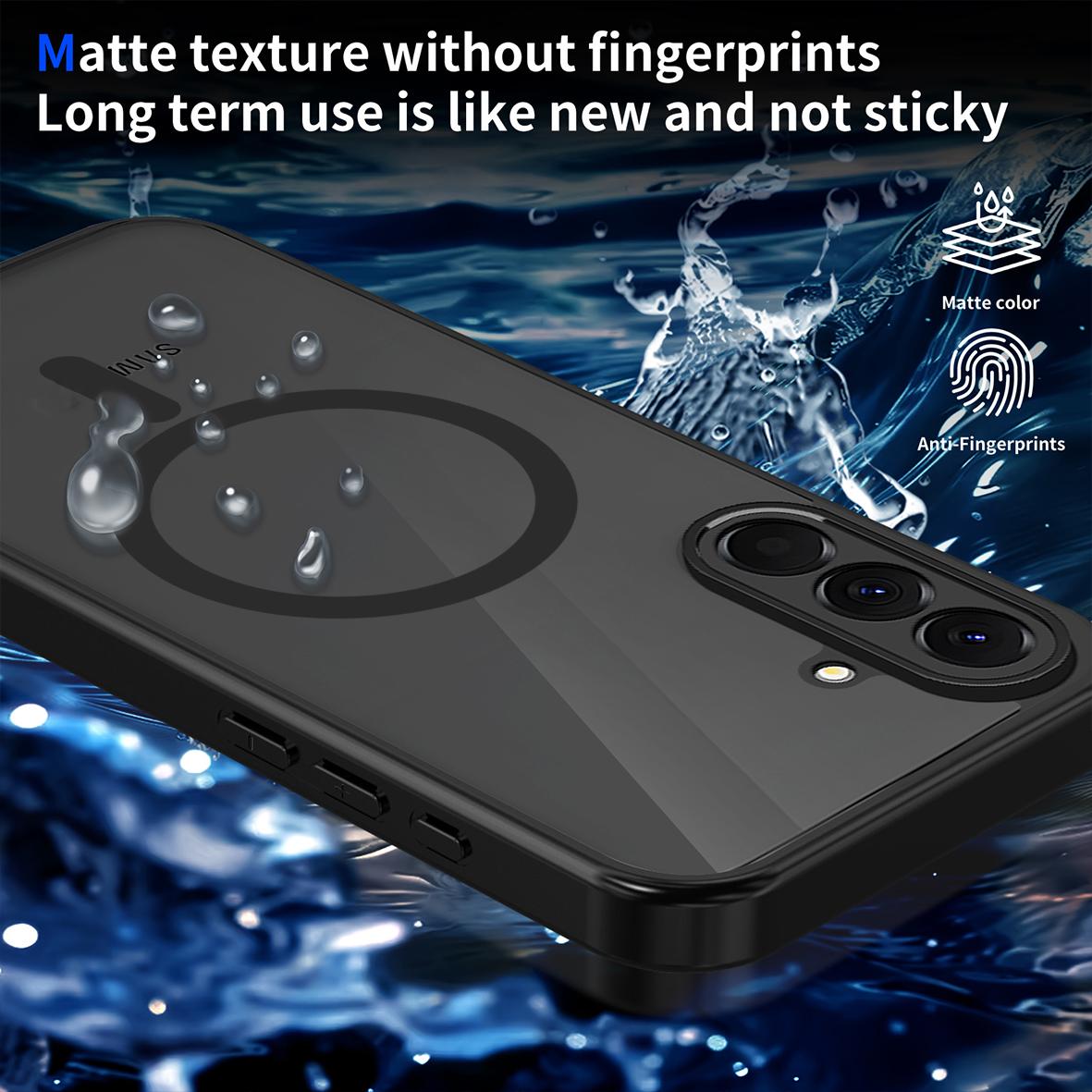 For Galaxy A27 5G Skin Feel Frosted PC+TPU Magnetic Phone Case - Transparent Black - EDA009695011A