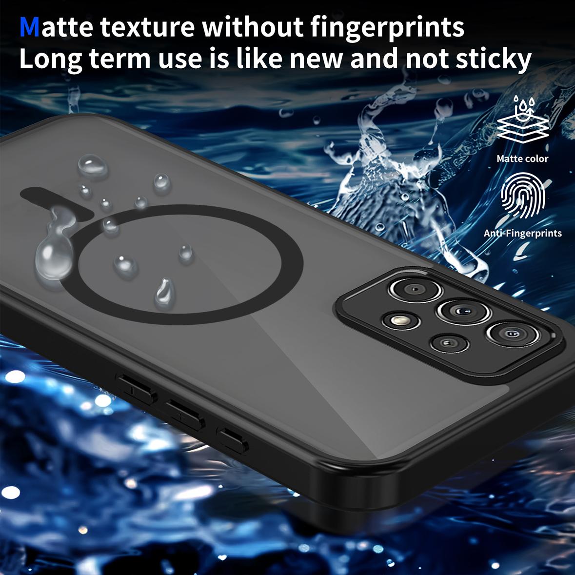 For Galaxy A53 5G Skin Feel Frosted PC+TPU Magnetic Phone Case - Transparent Black - EDA009695016A