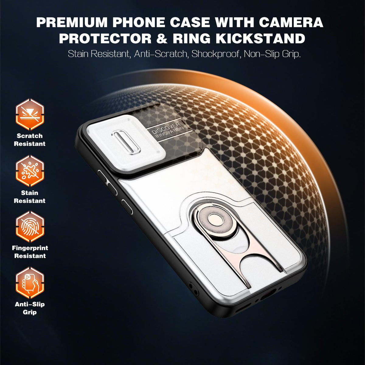 For OPPO Reno16 F 5G Global Sliding Camera Cover 2 in 1 Rotating Holder Air Bag Shockproof Phone Case - Silvery - EDA009696105A