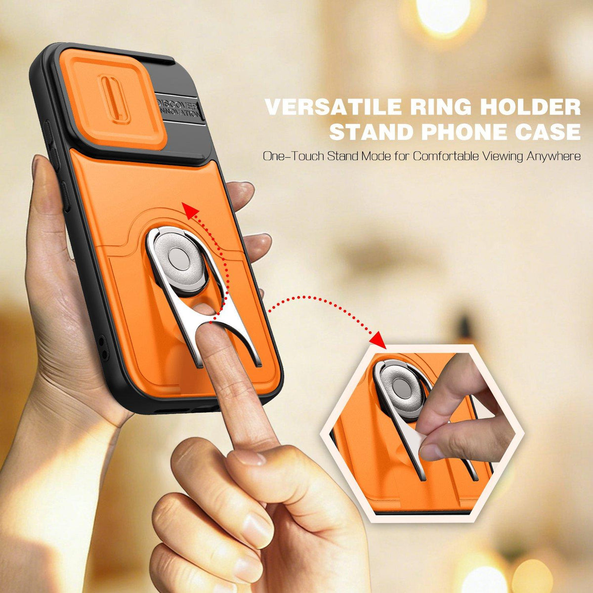 For Redmi K90/Poco F8 Pro 5G Sliding Camera Cover 2 in 1 Rotating Holder Air Bag Shockproof Phone Case - Silvery - EDA009696701A