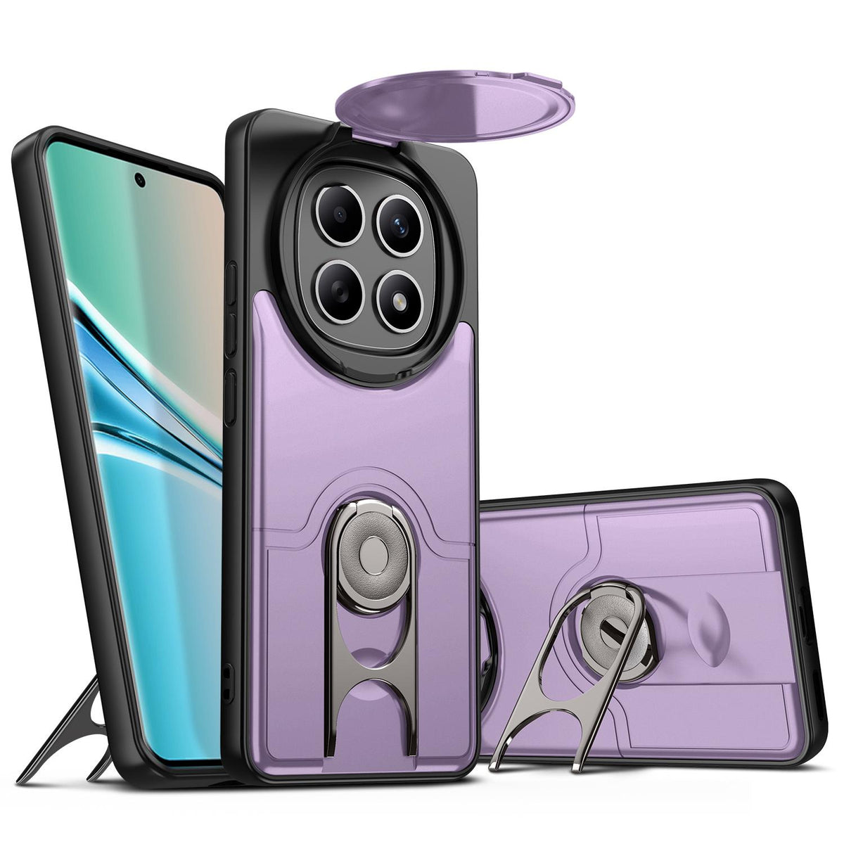 For Redmi Note 15 5G/4G Global 164mm Sliding Camera Cover 2 in 1 Rotating Holder Air Bag Shockproof Phone Case - Purple - EDA009696703C