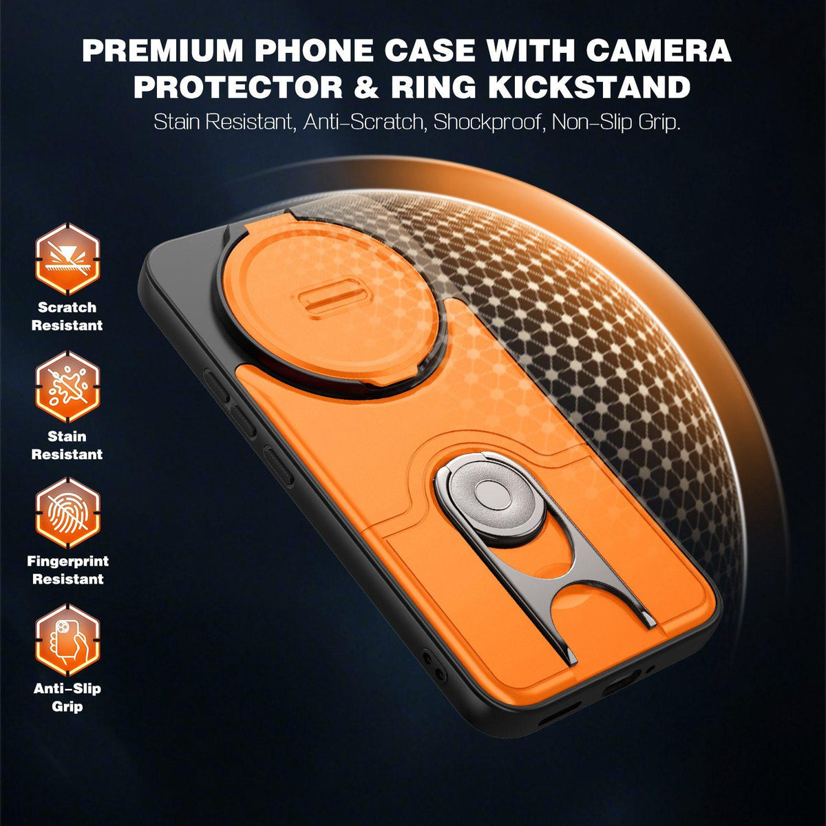 For Redmi Note 15 Pro+ 5G Global 163.3mm Sliding Camera Cover 2 in 1 Rotating Holder Air Bag Shockproof Phone Case - Orange - EDA009696706F
