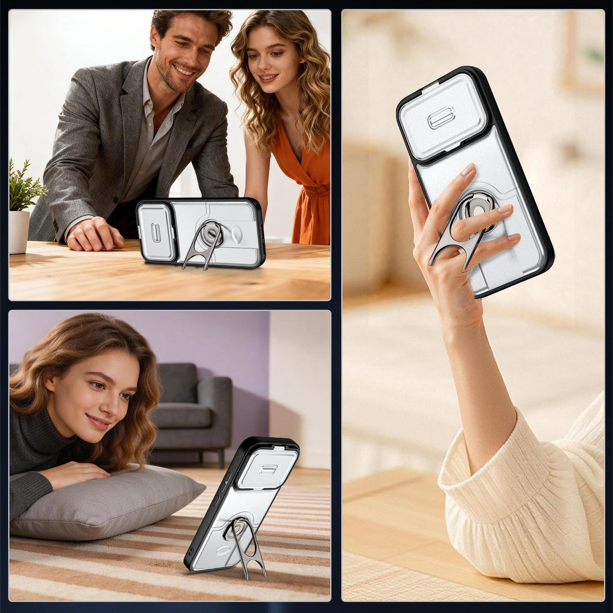 For Xiaomi 17T 5G Sliding Camera Cover 2 in 1 Rotating Holder Air Bag Shockproof Phone Case - Silvery - EDA009697104A