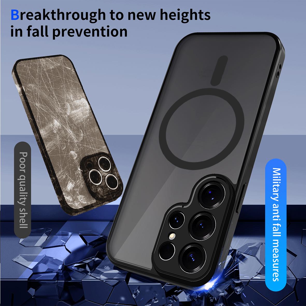 For Galaxy S24 Ultra 5G Skin Feel Frosted PC+TPU Magnetic Phone Case - Transparent Black - EDA009697210A