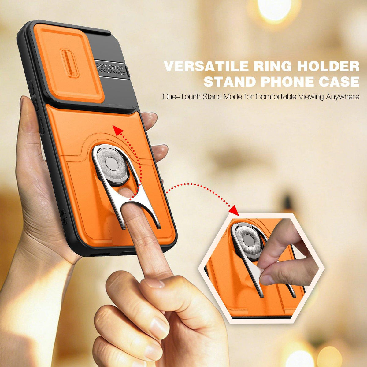 For Honor 400 Pro Global 160.8mm Sliding Camera Cover 2 in 1 Rotating Holder Air Bag Shockproof Phone Case - Red - EDA009697403D