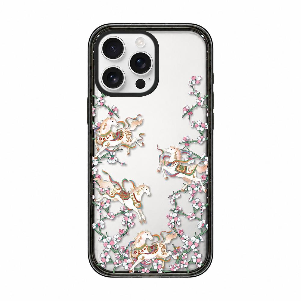 For iPhone 12 Pro Max Chinese Style Horse Acrylic TPU Phone Case - Peach Blossoms Galloping Horses - EDA009697821D