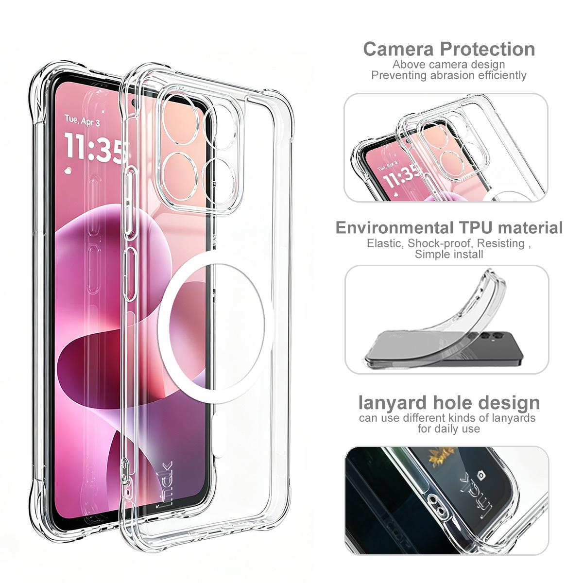 For Motorola Moto G37 Power 5G imak Magnetic Shockproof Airbag TPU Phone Case - Transparent - EDA009699903A