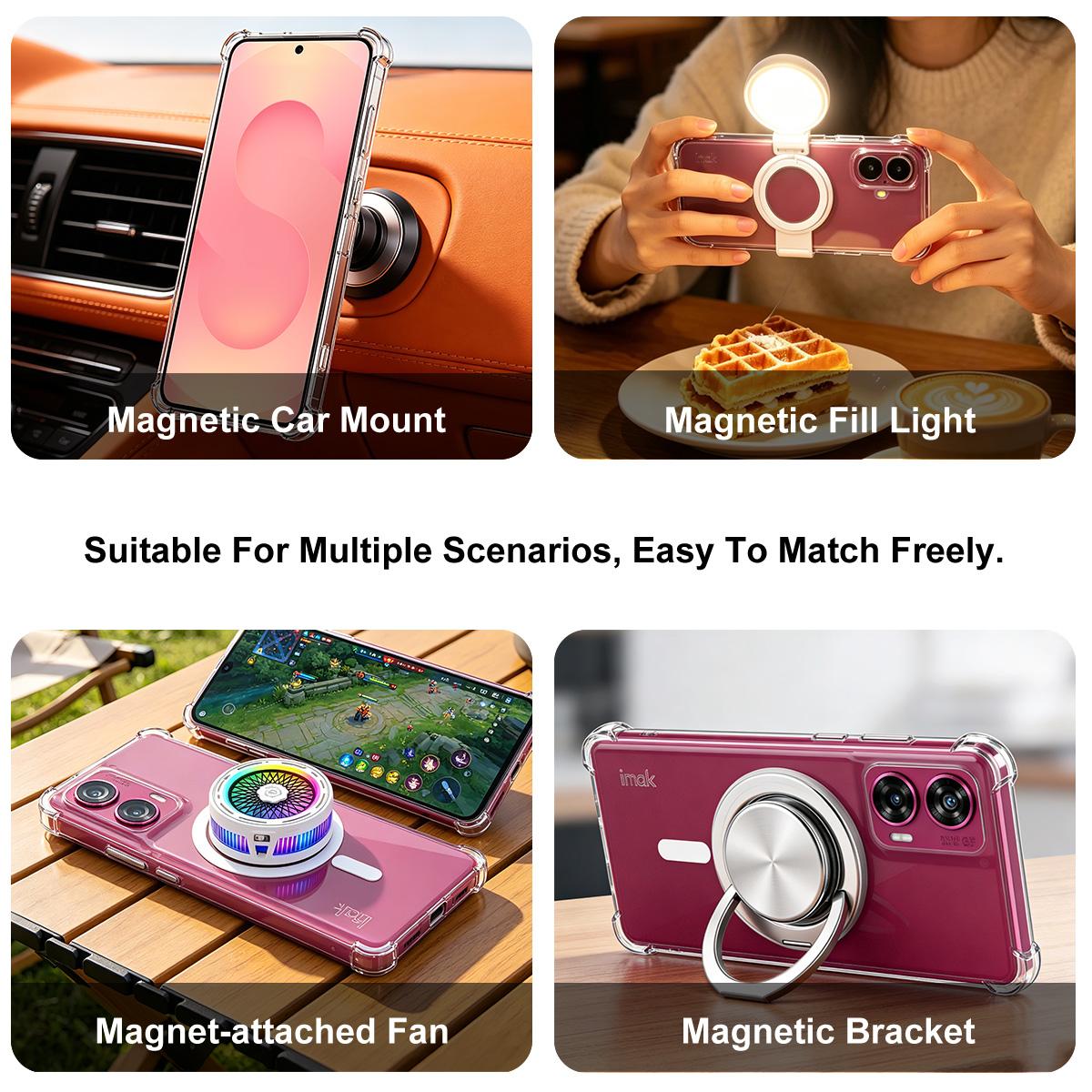 For ZTE nubia RedMagic 11 Pro / 11 Pro+ imak Magnetic Shockproof Airbag TPU Phone Case - Transparent - EDA009700001A