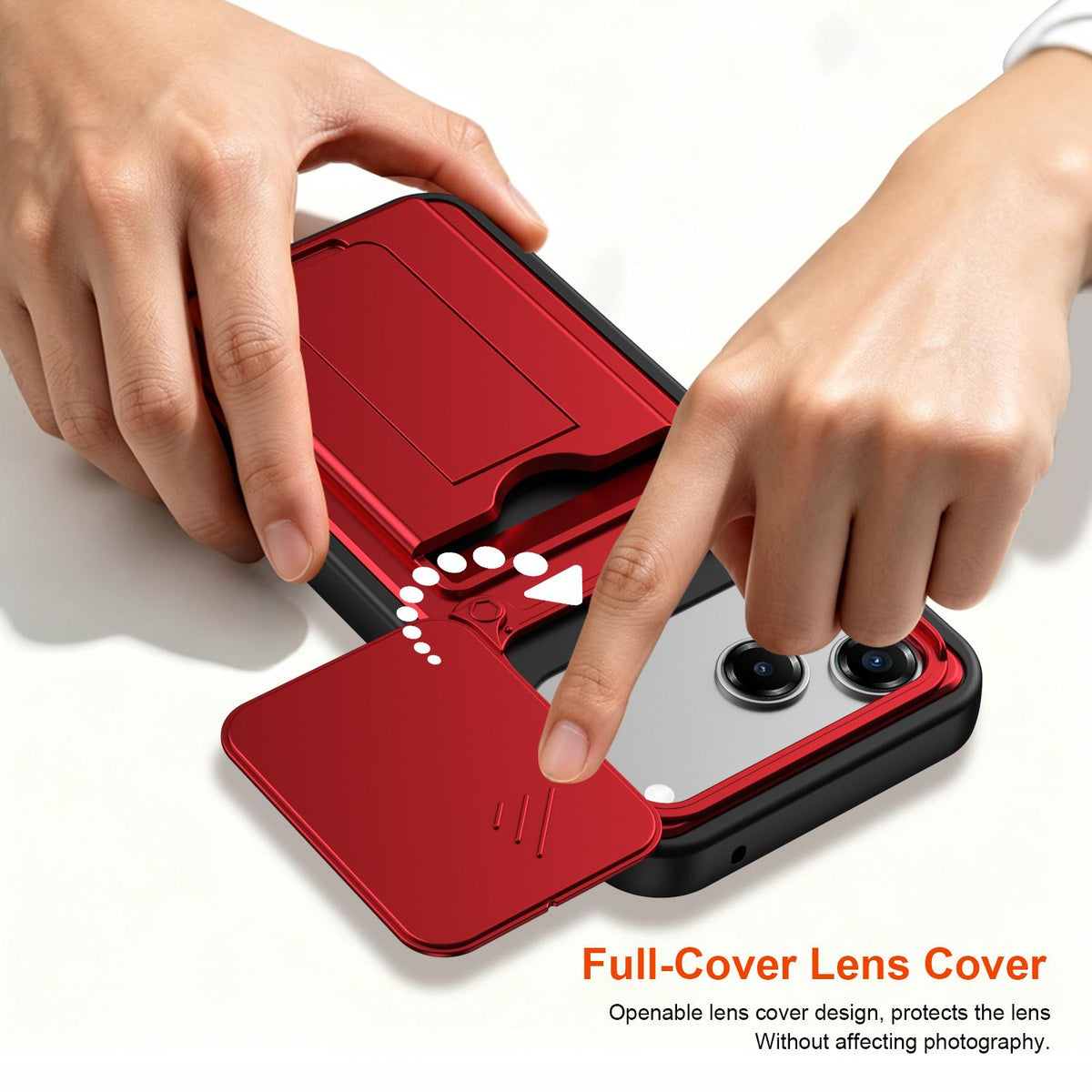 For ZTE Blade V80 / V80 Pro / V80 Design Card Holder Series Sliding Lens Cover PC Hybrid TPU Phone Case - Red - EDA009708605A