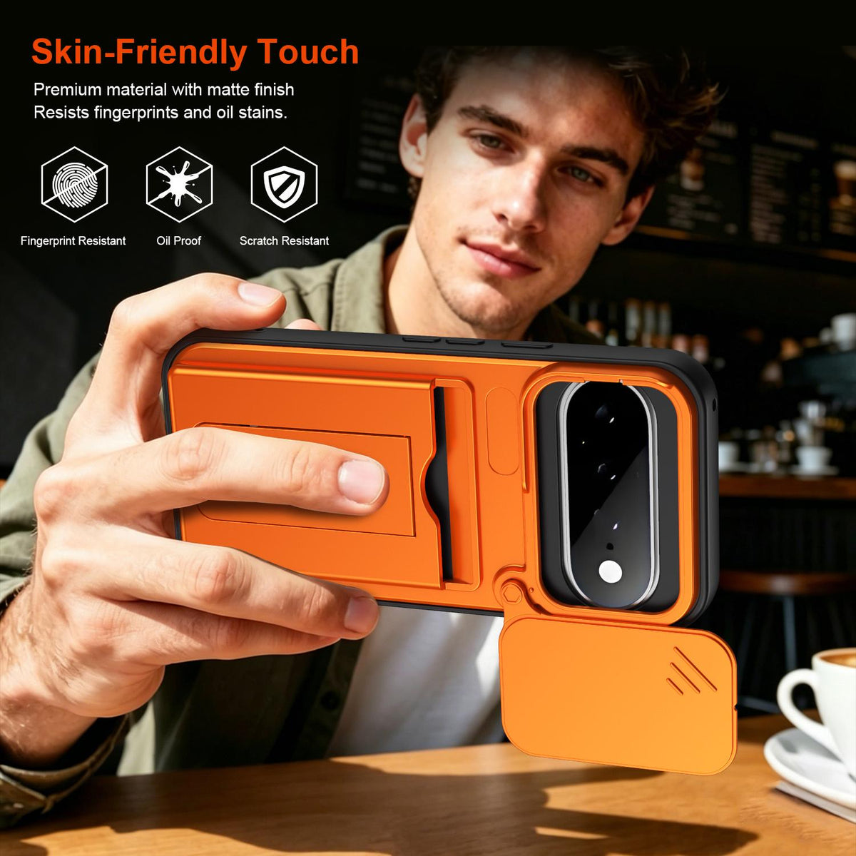 For Google Pixel 11 / Pixel 11 Pro Card Holder Series Sliding Lens Cover PC Hybrid TPU Phone Case - Blue - EDA009708904B
