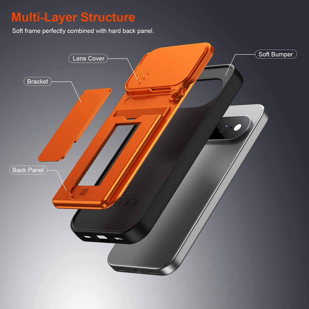 For Google Pixel 11 / Pixel 11 Pro Card Holder Series Sliding Lens Cover PC Hybrid TPU Phone Case - Purple - EDA009708904E