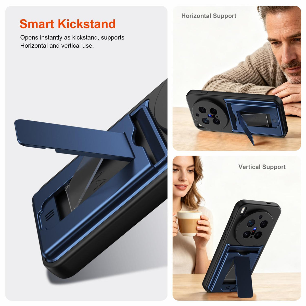 For vivo X300 Pro Card Holder Series Sliding Lens Cover PC Hybrid TPU Phone Case - Red - EDA009709504A