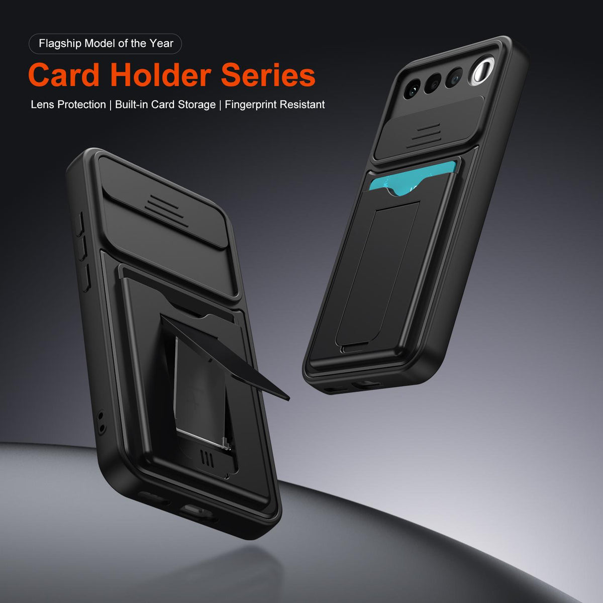 For Realme 16 5G Card Holder Series Sliding Lens Cover PC Hybrid TPU Phone Case - Purple - EDA009709601E
