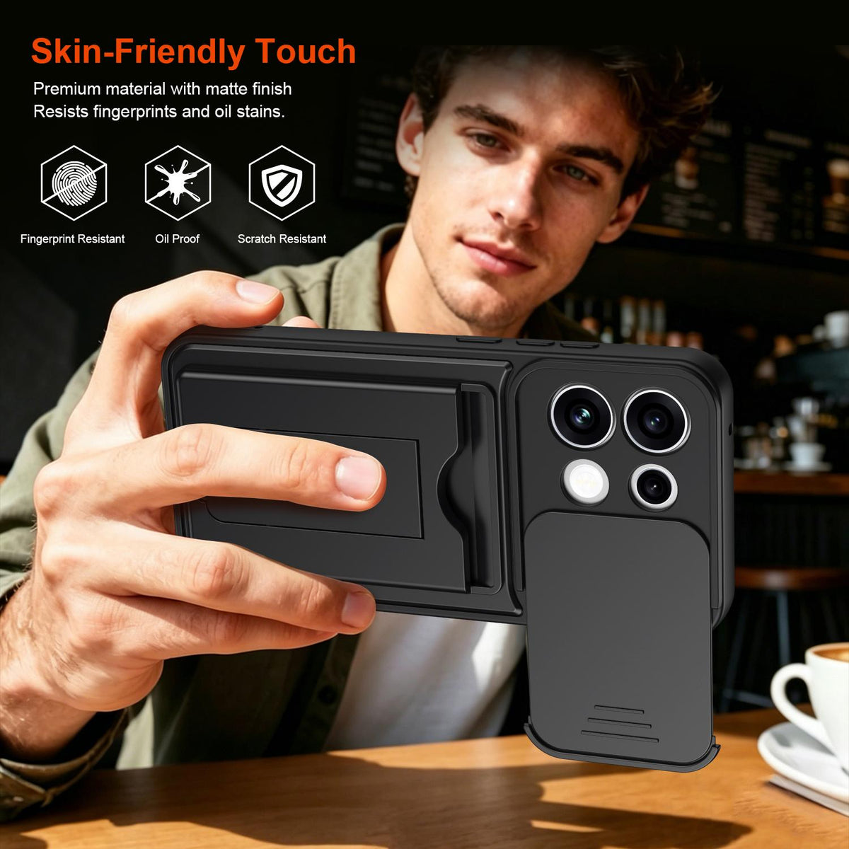 For OPPO Reno16 F / Reno16 FS 5G Card Holder Series Sliding Lens Cover PC Hybrid TPU Phone Case - Purple - EDA009709807E