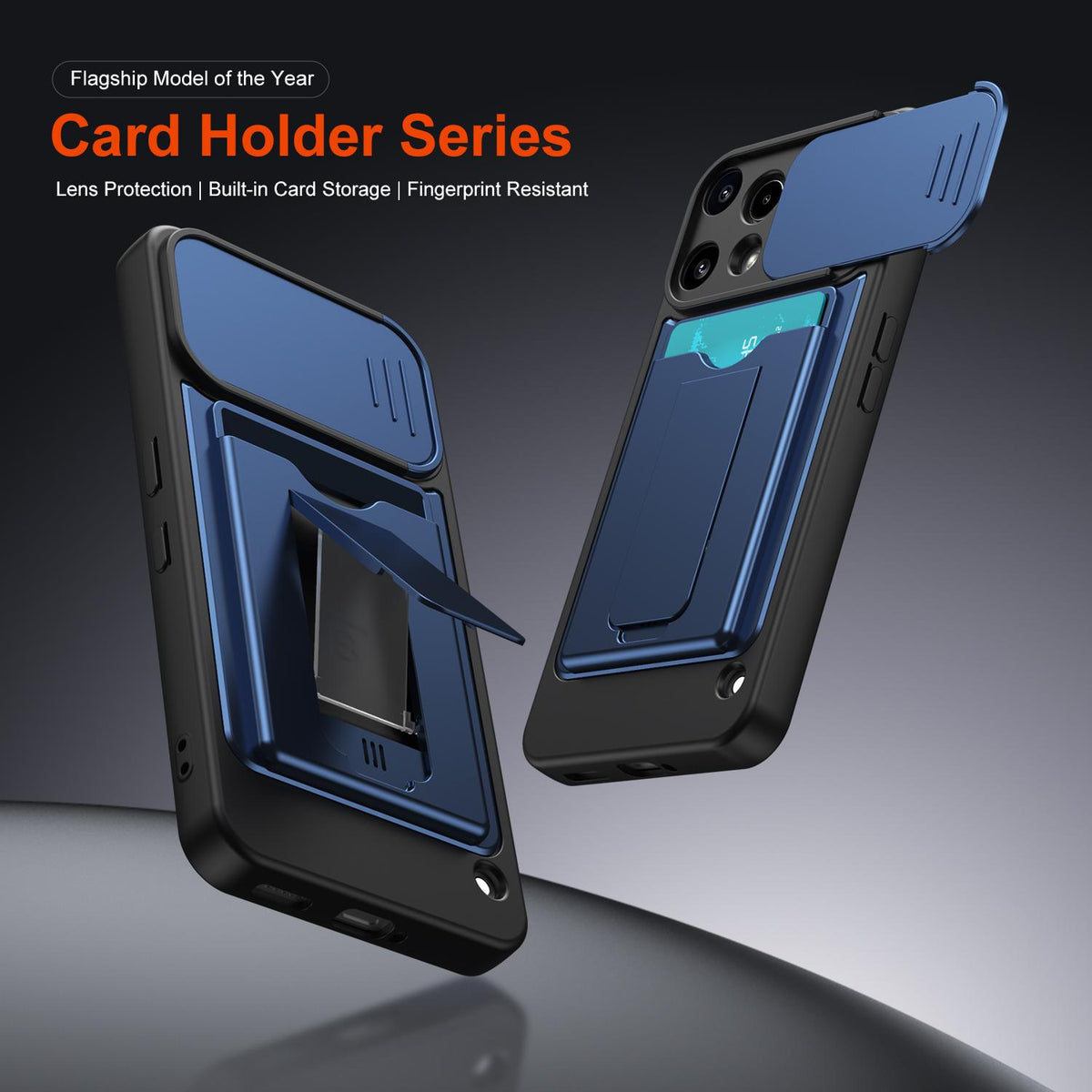 For Nothing Phone 3a Lite Card Holder Series Sliding Lens Cover PC Hybrid TPU Phone Case - Black - EDA009709901D