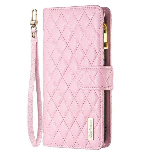 For Redmi 17 5G / 4G Global 170mm Diamond Lattice Zipper Wallet Leather Flip Phone Case(Pink)
