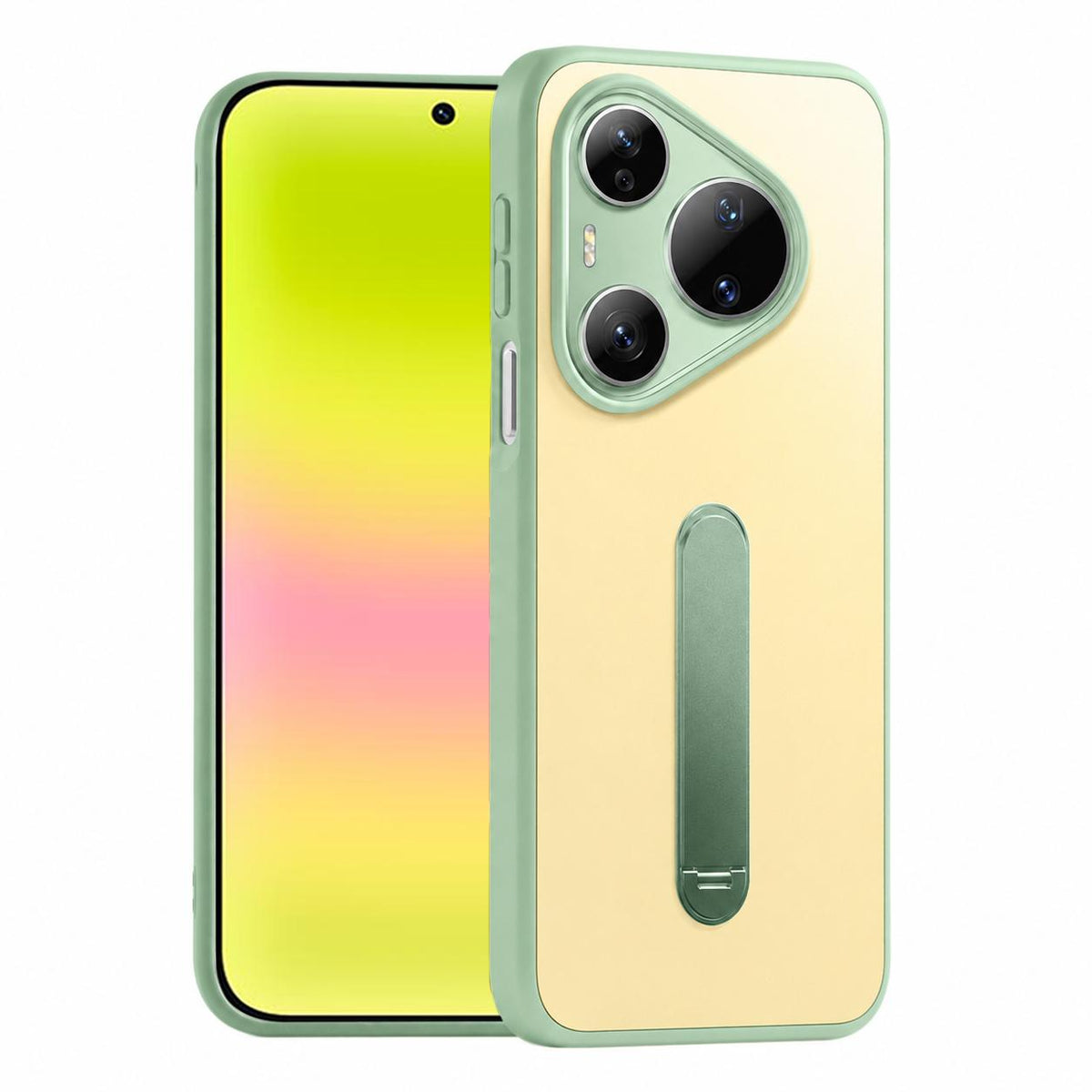 For Huawei Pura 90 Pro 5G Contrast Color 360 Degree Rotation Holder Magnetic Phone Case - Green - EDA009737602C