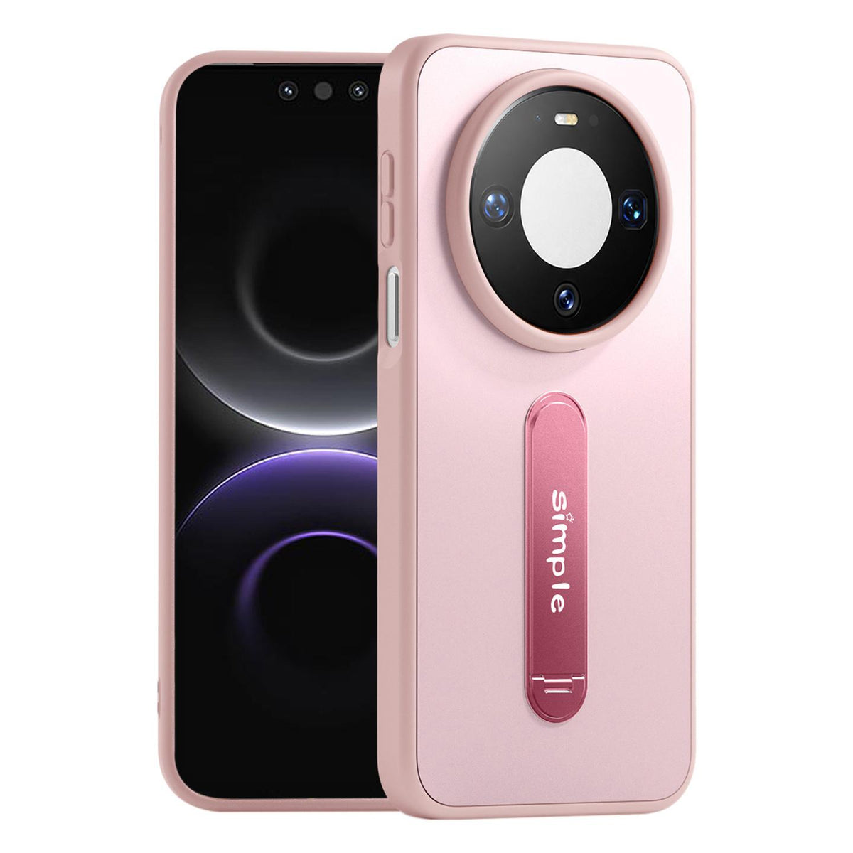 For Huawei Mate 80 / Mate 80 Pro Contrast Color 360 Degree Rotation Holder Magnetic Phone Case - Pink - EDA009737603A