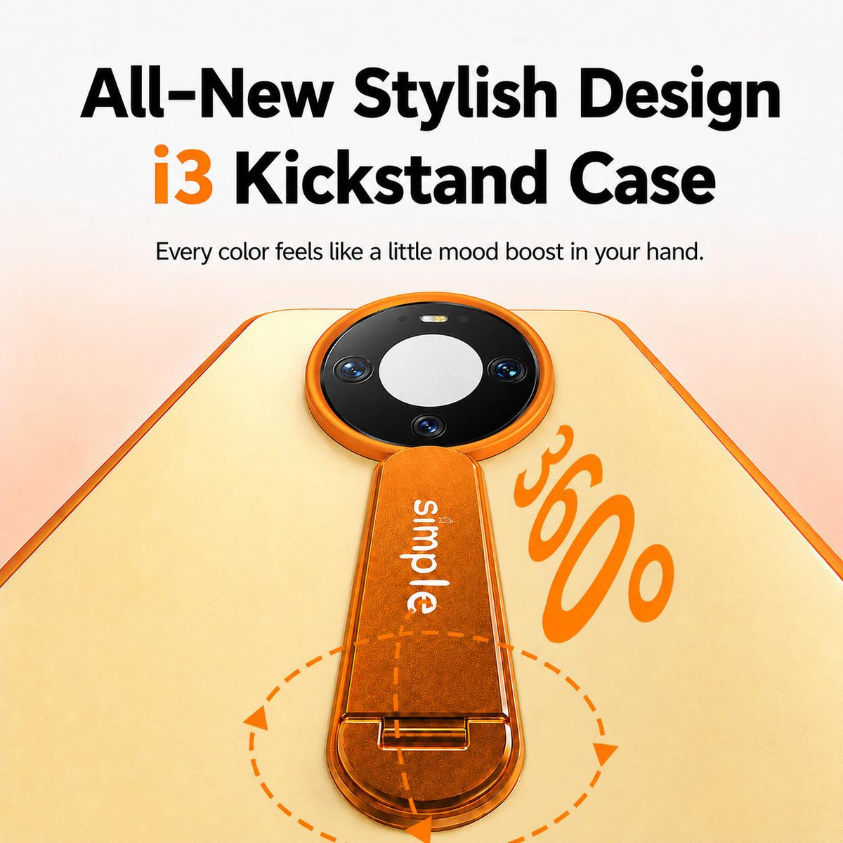 For Huawei Mate 80 / Mate 80 Pro Contrast Color 360 Degree Rotation Holder Magnetic Phone Case - Orange - EDA009737603D