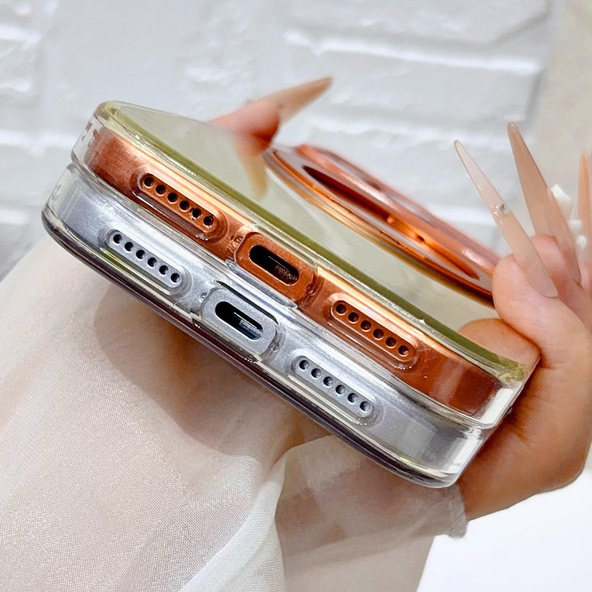 For iPhone 16 Gradient Glacier 360 Magnetic Holder Phone Case - Orange - EDA009739606A