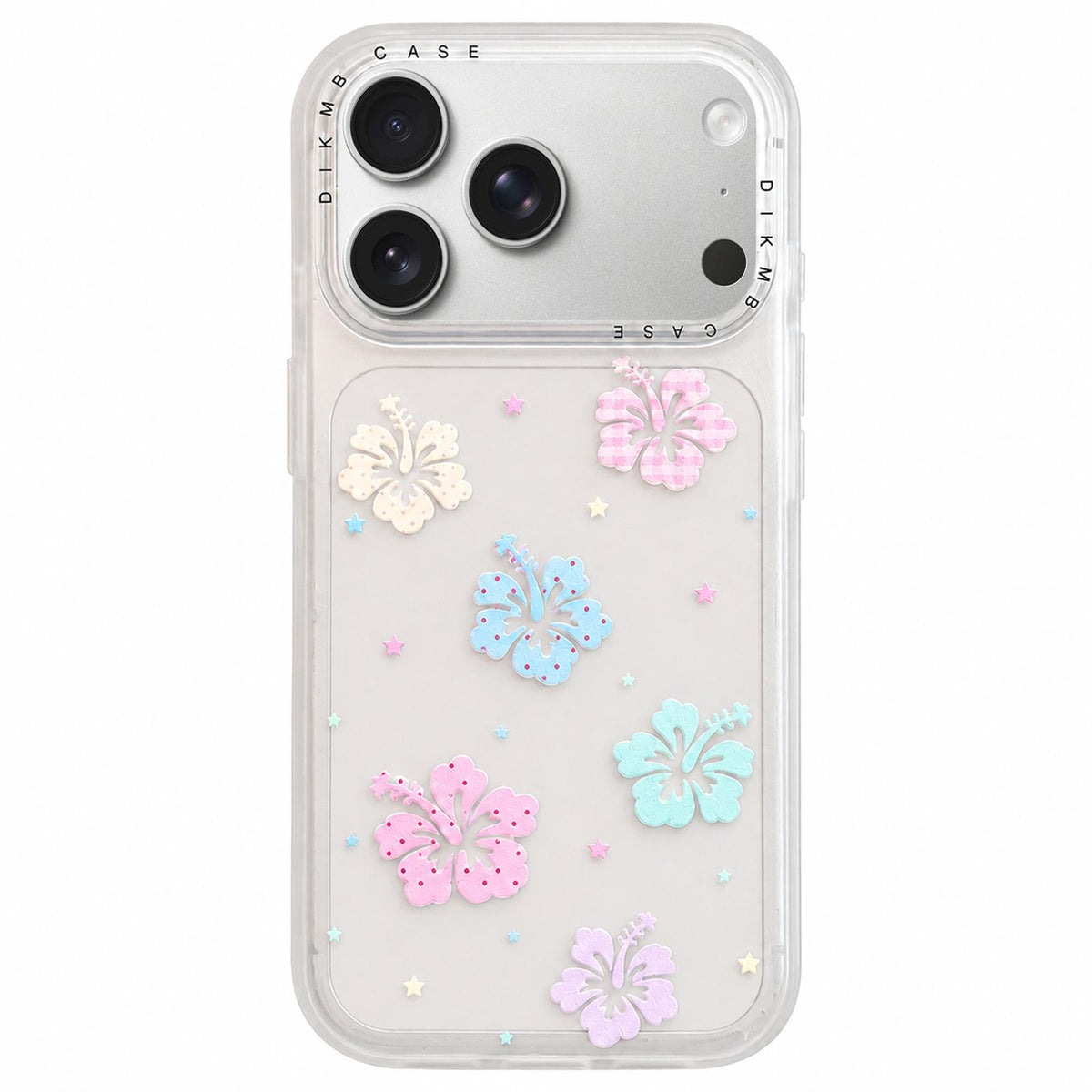 For iPhone 17 Pro Skin Feel Frosted Cartoon Sticker Acrylic Phone Case - Macaron Hibiscus - EDA009740402B