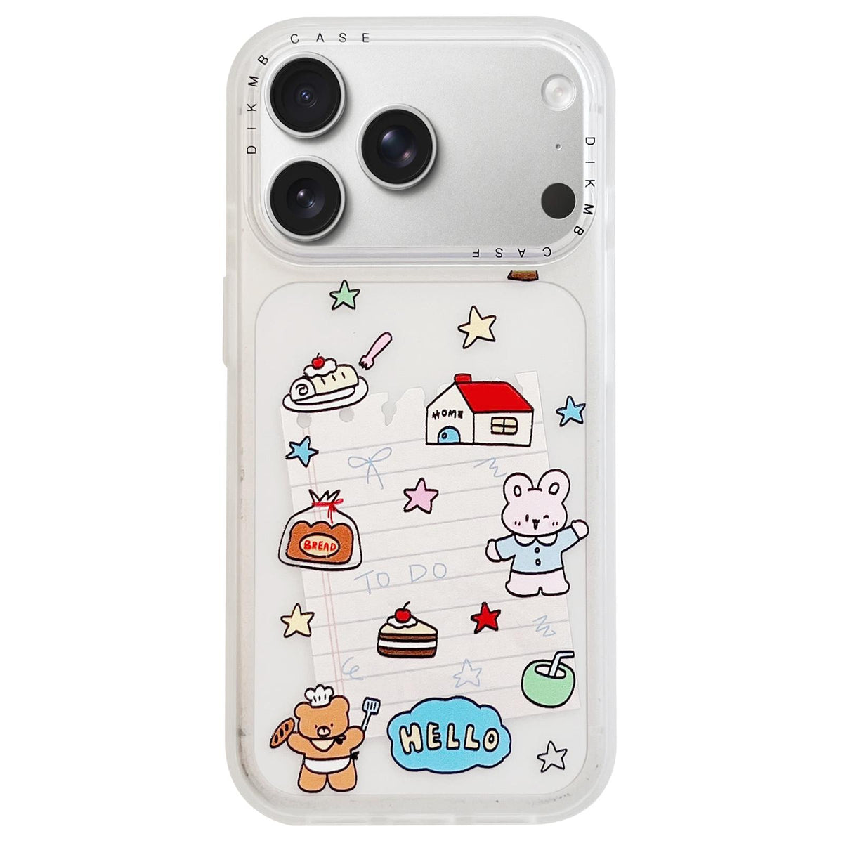 For iPhone 17 Pro Skin Feel Frosted Cartoon Sticker Acrylic Phone Case - Star House Bear Rabbit - EDA009740402G