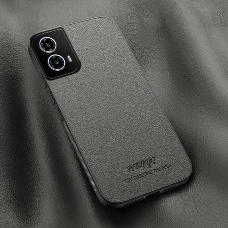 For Motorola Moto G34 / G45 HUIYI Leather Magnetic Phone Case - Grey - EDA009747712C