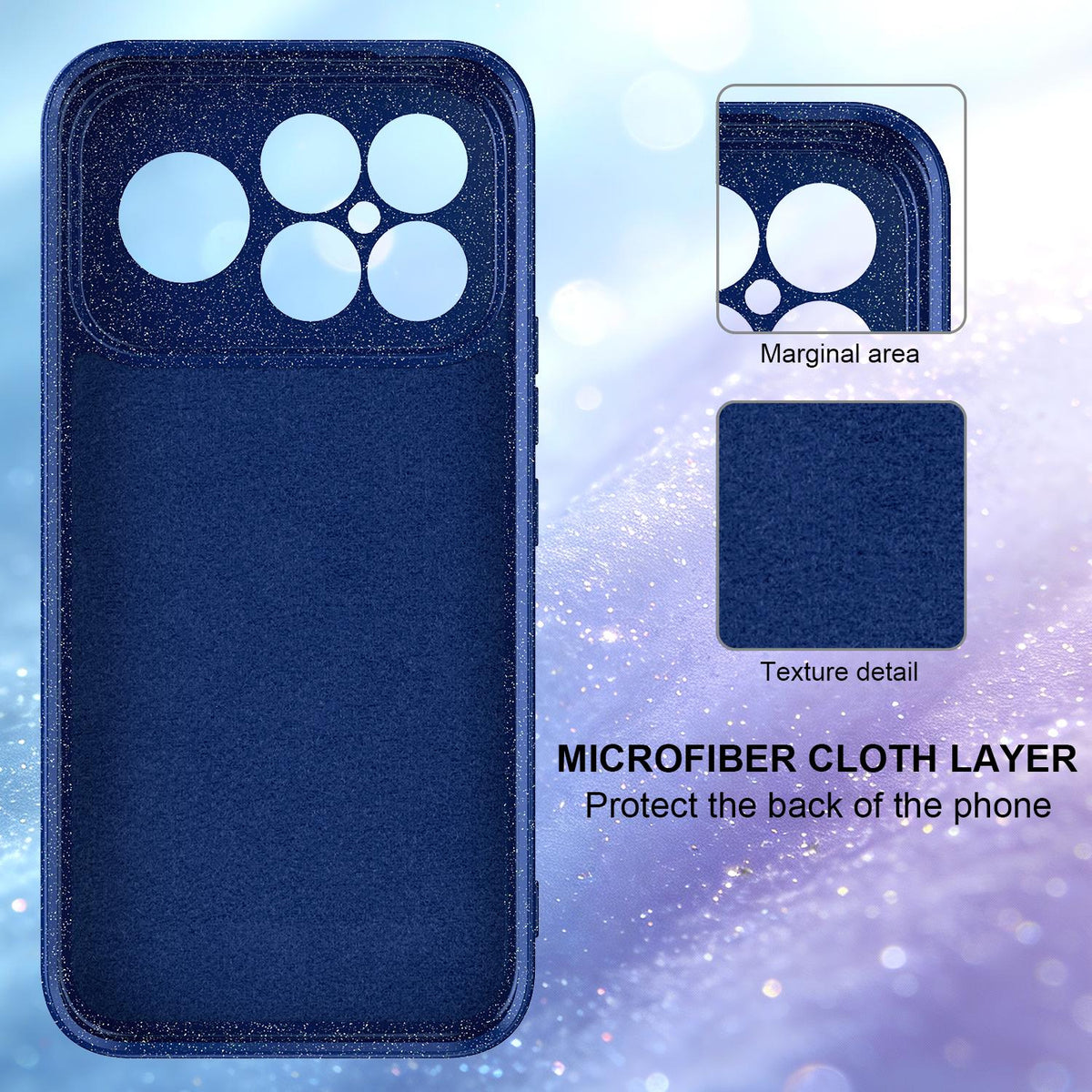 For Redmi K90 Pro Max / Poco F8 Ultra Fine Hole Glossy Glitter Magnetic TPU Phone Case with Same Color Hand Strap - Blue - EDA009749401D